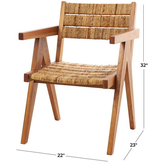 Brown Teak Wood Mid-Century Accent Chair